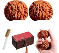 Jade Walnuts, Chinese Walnuts Fidget 2pcs Chinese Exercise Walnuts with Gift Box & Brush Traditional Stress Relief Hand Fidget for Relaxation Focus (A 38-39mm)