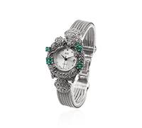 JadeAngel 925 Silver Wheat Chain Women's Watch 925 Sterling Silver Thailand Vintage Style Pave Synthesis Green Onyx Marcasite Watch Ladies Wristwatch Fine Jewelry