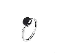 JadeAngel Black Onyx Rings for Women 925 Sterling Silver Elegant Bamboo Adjustable Ring