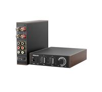 JadeAudio Level 1 Desktop HiFi Bluetooth LDAC Amplifier, 2×300W Class D Amp, USB/Coax Input, Subwoofer Output, Stereo Amplifier for Home Theater/Computer/Speakers with 48V Power Supply(Black) (Black)