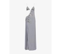 Jaded London Womens Jaded London Brisa Asymmetric Stretch-Mesh Maxi Dress Grey 10