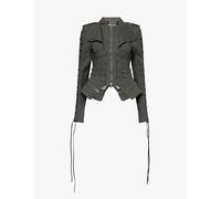 Jaded London Womens Jaded London Charis Lace Up Stretch-Denim Jacket Grey 12