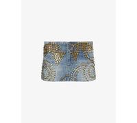 Jaded London Womens Jaded London Stud-Embellished Denim Mini Skirt Blue 8