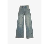 Jaded London Womens Jaded London Studded Colossus Relaxed Wide-Leg Denim Jeans Grey 32