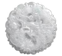 Jadeite Dragon Prosperity Pendant Necklace, Jadeite Waxy White Lace Round Dragon Brand Jade Necklace, is a Unique Gift that Embodies Happiness and Prosperity