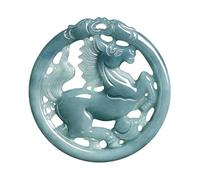 Jadeite Horse Pendant Blue Water Carved Charm With Cord | Blue Jadeite Zodiac Necklace Charm, Hollow Horse Ingot Pendant, Carved Jade Cord Jewelry