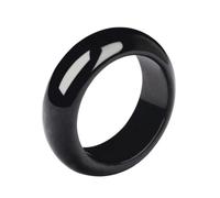 Jadeite Jade Ring for Women Men Feng Shui Good Luck Wealth Prosperity Vintage Elegant Solid Band,Black,21mm