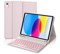 JADEMALL For iPad Case with German Keyboard for 11th/10th Gen (2025/2022) - 7-Colour Illuminated Bluetooth Keyboard, Magnetically Removable, Compatible with iPad A16 & 10.9 Inch, QWERTZ German