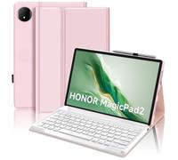 JADEMALL Keyboard Case for Honor MagicPad 2 12.3", Wireless Magnetic Detachable Bluetooth Keyboard(UK Layout), Premium PU Leather Cover with Pencil holder for HONOR MagicPad 2 12.3-inch Tablet, Pink