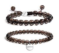 JADENOVA Natural Bead Bracelet Semi Precious Gemstone Beaded Bracelet for Women Healing Crystal Stone Stretch Bracelet Men Couple Bracelets (2pcs,6-8mm/8-10mm), 6mm/8mm, Gemstone, smoky-quartz