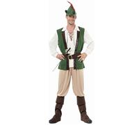 JADEO Robin Hood costume for men white/green/red M