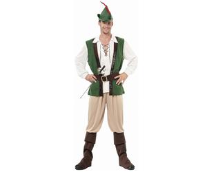JADEO Robin Hood costume for men white/green/red M