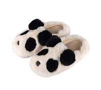 JadeRich Adults/Kids Cute Panda Thick Fleece Indoor Slippers Non-Slip Lightweight Home Shoes, Adults(heel-covering), 4.5-5.5