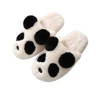 JadeRich Adults/Kids Cute Panda Thick Fleece Indoor Slippers Non-Slip Lightweight Home Shoes, Adults(open-back), 6-7