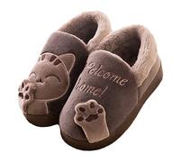 JadeRich Cute Cat Soft Plush Fleece Warm House Boot Slippers