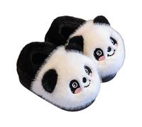 JadeRich Toddlers Little Kids Cute Panda Slippers Soft Plush Memory Foam Heel Covering Winter Shoes for Boys Girls