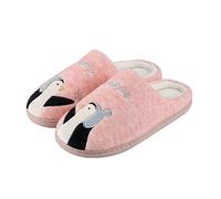 JadeRich Unisex Cartoon Penguin Fleece Slippers Memory Foam Anti-Skid Home Shoes