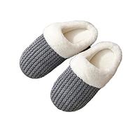 JadeRich Unisex Solid Color Fleece Home Slippers Memory Foam Non-Slip Indoor Outdoor Shoes Grey