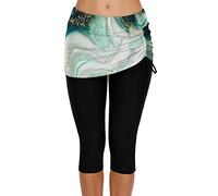 JadeRich Women's Solid Color Swim Skirted Side Tie Capris Swim Pants Beach Swimming Surfing Leggings