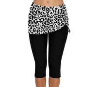 JadeRich Women's Solid Color Swim Skirted Side Tie Capris Swim Pants Beach Swimming Surfing Leggings