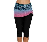 JadeRich Women's Solid Color Swim Skirted Side Tie Capris Swim Pants Beach Swimming Surfing Leggings