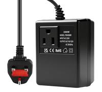 Jadeshay 220V to 110V Voltage Converter Step Down Transformer UK Plug to US Outlet 200W Travel Power Adapter for Low Power Devices Phones Tablets Shavers (Black, 0.9m)
