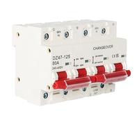 Jadeshay Dual Power Manual Changeover Switch 2P+2P AC240-400V 80A MCB Manual Interlock Circuit Breaker Dual Source Transfer Switch for Mains Supply Switching Power Conversion