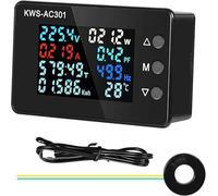 Jadeshay Electric Meter,0-100A 50-300V AC Voltage Current Meter Tester Electricity Usage Monitor Power Meter Watt Meter Digital Colour Screen Display with Transformer and Temperature Sensor
