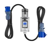 Jadeshay Electric Meter, Mobile Digital Electricity Meter 230V 16A Waterproof Power Consumption Meter with Reset for RVs Motorhomes,with Industrial Plug/Rubber Cable (Color : Blue)