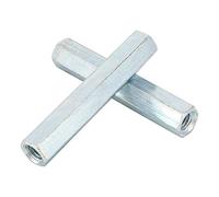 Jadeshay M8 Nuts,2 Pieces Long Rod Nut Hex Hexagonal Sleeve Coupling Nut Standoff Threaded Fasteners Thread Straight Fitting Hex Rod Screw Nut for Joining Continuous Threaded