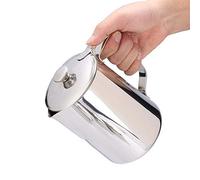 Jadeshay Milk Jug - Coffee Cup Mug Milk Frothing Pitcher Jug with Lid Stainless Steel for Hot Chocolate Cappuccino Coffee Latte Art Maker(2000mL)