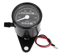 Jadeshay Motorcycle Speedometer, DC 12V Retro Motorcycle Dual Odometer Speedometer, Universal Miles Tester, Speed Meter Gauge with Indicator instrument (Black)