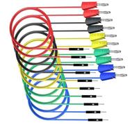 Jadeshay Multimeter Test Leads,10pcs Stackable Banana Plug to Breadboard Male Jumper Wires Banana Test Lead Soft Flexible Silicone Test Leads Cable with Clips