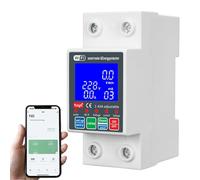 Jadeshay Smart Meter Tuya WiFi Circuit Breaker 2P AC230V 63A Wifi Smart Metering Switch with Backlight, Over Under Voltage Protection Current Energy Monitor