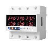 Jadeshay Voltage Protector Stabilizer,100A 3 Phase Din Rail Voltmeter Ammeter Adjustable Surge Protector Relay for Overvoltage Undervoltage and Overcurrent Protection,with LED Display and Indicators