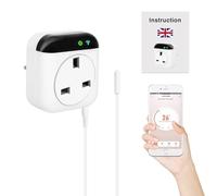 Jadeshay WiFi Thermostat Plug Socket UK 230V 10A Programmable Wireless Temperature Controller with Sensor Probe Heating & Cooling Reptile Thermostat Compatible with Alexa and Google Assistant