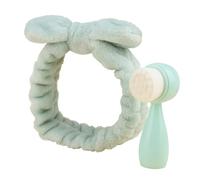 JADEWaa 2 in 1 Facials Cleansing Brush Manual Cleansing Brush Makeup Headbands Bowknot Hair Bands Facials Brush for Washing Face