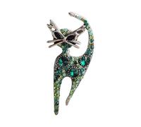 JADEWaa Sparkling Rhinestones Cats Brooch Fashionable Lapel Pin Unisex Animal Breastpin Handmade Jewelry for Women and Men