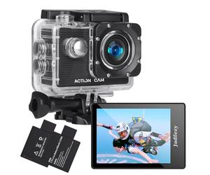 Jadfezy Action Camera FHD 1080P 12MP, 98FT/30M Underwater Waterproof Camera with 2 Rechargeable Batteries, Wide Angle sports camera with Accessories Kit Suitable for Helmet, Bicycle, etc.