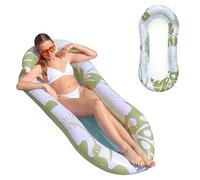 Jadin Pool Inflatables, Pool Inflatables for Adults, Relax Swimming Pool Lounger with Headrest, Water Floating Hammock Mattress Pool Noodle Toys Sunbath Air Beds for Beach, 59 x 30.7 in, Green