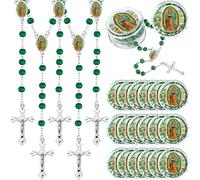 Jadive 100 Pcs Our Lady of Guadalupe Scented Rosary Beads Necklace with Gift Box Wooden Bead Rosary Necklace with Crucifix for Women Men First Communion Baptism Party Favors, wood and metal mainly