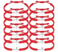 Jadive 12 Pcs Friendship Cross Bracelet Bulk for Women Men Jesus Christian Handmade Adjustable String Nylon Rope Braided Matching Bracelet for Graduation Baptism BFF Lucky Gifts, One Size, nylon rope
