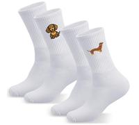 Jadive 2 Pairs Embroidered Dachshund Sausage Dog Socks Novelty Dachshund Gifts Sloth Dog Socks for Women Men Sausage Lovers Owner Gift