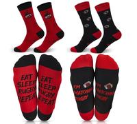 Jadive 2 Pairs Rugby Gifts for Men Women I'm Watching, Eat Sleep Rugby Repeat Printed Mid-calf Socks Size 3-10 for Football Lovers Birthday Gifts for Christmas Son Grandson