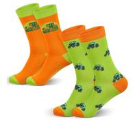 Jadive 2 Pairs Tractor Socks for Tractors Farmer, Farm Vehicle Woven Design Adult Socks for Vehicle Lover Farming Men Idea Gift, UK Size 3-8