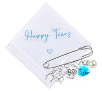 Jadive 2 Pcs Bride Gifts Silver Wedding Something Old Something Blue Bridal Pin Keepsake Dress Pin Silver Options and 25x25cm Embroidered Lace Wedding Handkerchief for Bride Day Gift
