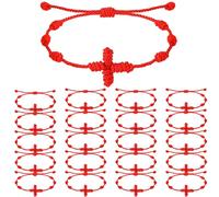 Jadive 20 Pcs Red Protection Good Luck Bracelet Red String of Fate Adjustable Bracelet Braided Knot Kabbalah Rope for Lover Couple Friend Women Men, One size, ribbon, no gemstone