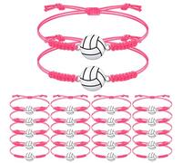 Jadive 20 Pieces Volleyball Charm Bracelets Bulk Volleyball Team Gifts Adjustable Sports Coaching Supplies Players Decorations for Women Men Coach, as picture shown, Metal, no gemstone