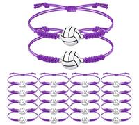 Jadive 20 Pieces Volleyball Charm Bracelets Bulk Volleyball Team Gifts Adjustable Sports Coaching Supplies Players Decorations for Women Men Coach, as picture shown, Metal, no gemstone