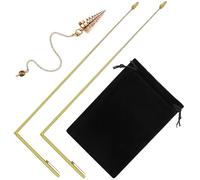 Jadive 3 Piece Copper Dowsing Rod Set, Retractable Divining Rods with Pendulum and Storage Bag for Water Finding, Treasure Locating, Outdoor Exploration(Gold)